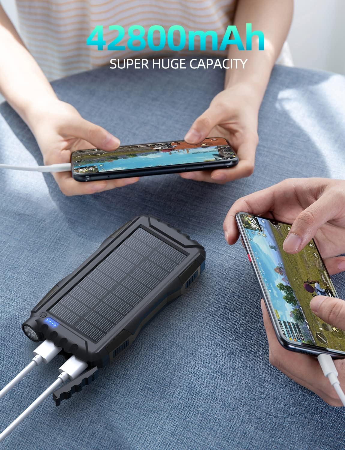 Solar PowerBank - 42800Mah solar battery charger with a built in bright flashlight